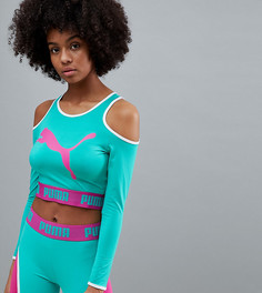 Зеленый короткий лонгслив с вырезами Puma эксклюзивно для Asos - Красный