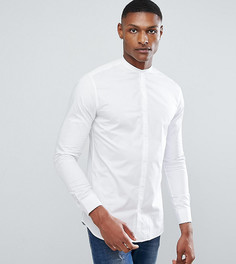 Облегающая рубашка с воротником на пуговицах Selected Homme TALL - Белый