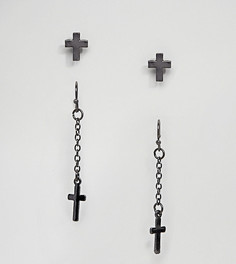 Серьги-гвоздики в форме креста и с подвеской-крестом Reclaimed Vintage Inspired эксклюзивно для ASOS - Серебряный