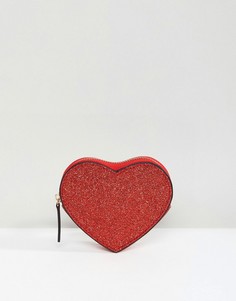 Блестящий кошелек для мелочи в форме сердца ASOS Valentines - Красный