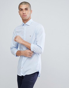 Голубая рубашка узкого кроя с логотипом-флажком Tommy Hilfiger - Синий