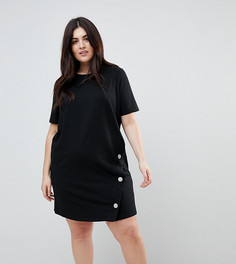 Платье-футболка мини с кнопками ASOS CURVE - Черный
