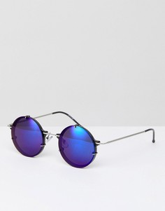 Круглые солнцезащитные очки с синими зеркальными стеклами Spitfire Infinity - Серебряный