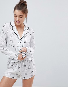 Пижамный комплект с шортами из 100% модала ASOS - Белый