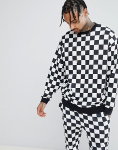 Oversize-свитшот в шахматную клетку ASOS - Черный