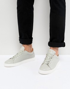 Серые кожаные кроссовки с белой подошвой Selected Homme - Серый