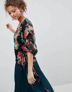 Блузка с запахом и цветочным принтом Miss Selfridge - Мульти