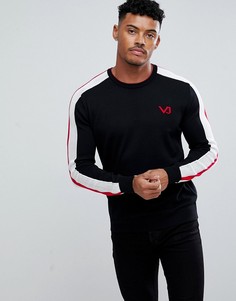 Черный джемпер с красными полосками на рукавах Versace Jeans - Черный