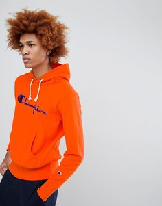 Худи оранжевого цвета с крупным логотипом Champion - Оранжевый