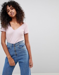 Топ с V-образным вырезом Monki - Розовый