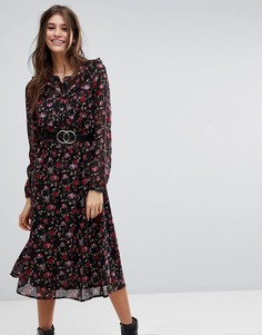 Платье миди с принтом роз Vero Moda - Мульти