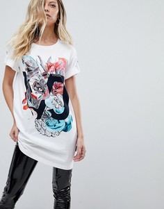 Длинная футболка с логотипом в виде тигра Versace Jeans - Белый