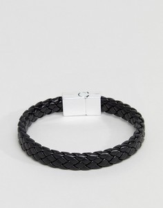 Черный плетеный браслет из искусственной кожи Burton Menswear - Черный