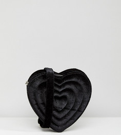 Бархатная сумка-сердце с тисненой надписью Love Monki - Черный