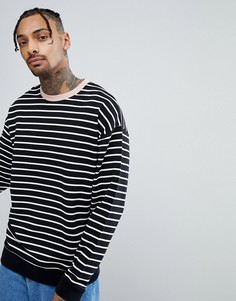 Черно-белый оверсайз-свитшот в полоску ASOS - Черный