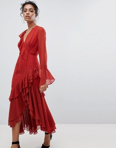 Платье с запахом и оборками C/Meo Collective - Красный
