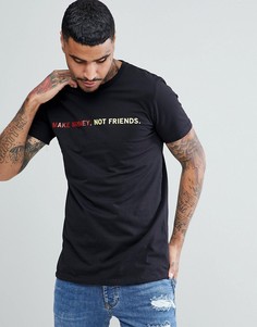 Обтягивающая футболка с принтом Make Money Criminal Damage - Черный