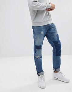 Узкие джинсы в стиле пэтчворк Jack & Jones Original - Синий