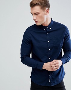 Темно-синяя оксфордская рубашка с длинными рукавами Burton Menswear - Темно-синий