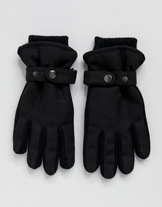 Черные перчатки с подкладкой и ремешком New Look - Черный