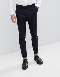 Темно-синие сатиновые облегающие строгие брюки Burton Menswear - Темно-синий