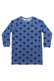 Синее хлопковое платье с сердечками Lisa&Leo