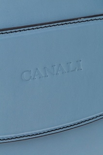 Кожаный портфель голубого цвета Canali