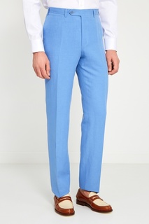 Голубые брюки из шелка и льна Canali
