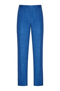 Синие брюки из шерсти и шелка Canali