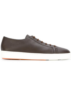 кеды со шнуровкой и зернистой фактурой  Santoni