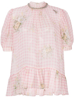 блузка с пышными рукавами в клетку гингем Christopher Kane