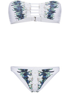 Cutout Feather Print Bikini Belusso