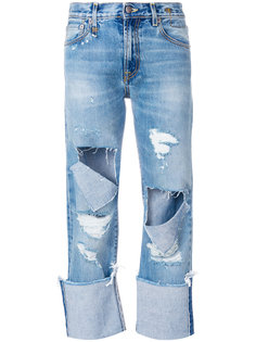 укороченные джинсы с рваной отделкой R13