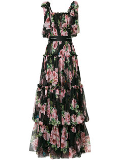 ярусное платье с цветочным принтом  Dolce & Gabbana
