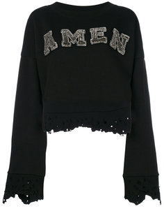 укороченный свитер с логотипом Amen