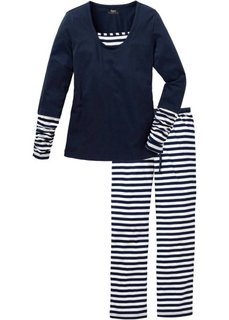 Пижама (белый/темно-синий в полоску) Bonprix