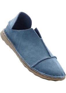 Слиперы из кожи (синий) Bonprix