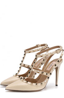 Кожаные туфли Rockstud с ремешками на шпильке Valentino