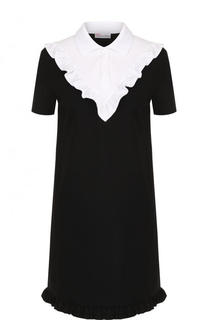 Мини-платье с контрактной отделкой и оборками REDVALENTINO