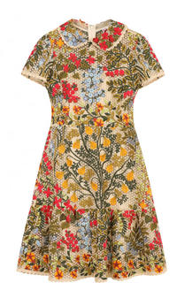 Приталенное мини-платье с контрастной вышивкой REDVALENTINO