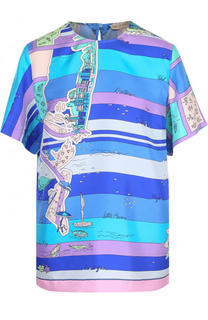 Шелковый топ свободного кроя с принтом Emilio Pucci