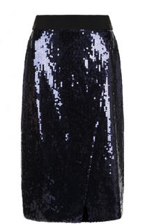 Юбка-миди с контрастным поясом и пайетками Victoria by Victoria Beckham