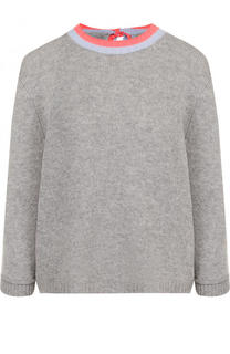 Кашемировый пуловер с укороченным рукавом и круглым вырезом FTC