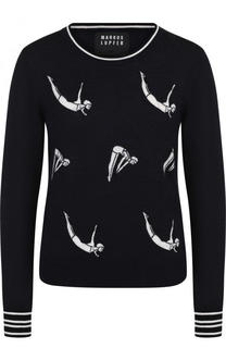 Шерстяной пуловер с круглым вырезом Markus Lupfer