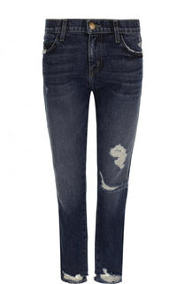 Укороченные джинсы прямого кроя с потертостями Current/Elliott