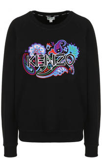 Хлопковый свитшот с контрастной вышивкой Kenzo