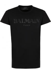 Хлопковая футболка с логотипом бренда Balmain