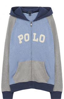 Спортивный кардиган из хлопка с капюшоном на молнии Polo Ralph Lauren