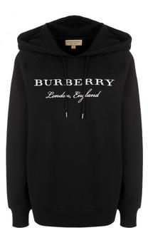 Хлопковая толстовка с капюшоном и логотипом бренда Burberry