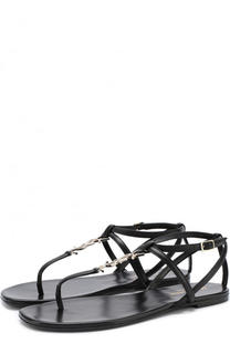 Кожаные сандалии с логотипом бренда Saint Laurent